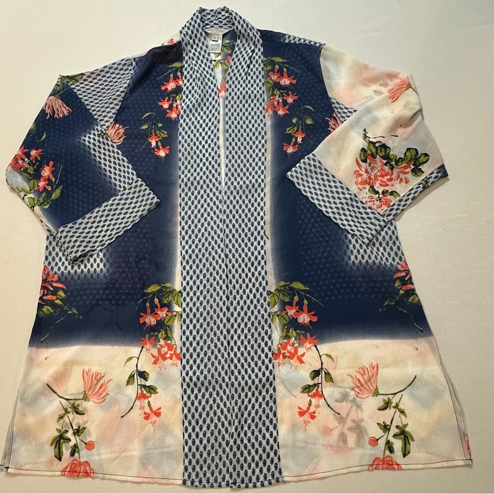 Multiples XL Floral Kimono Cardigan Lightweight Boho Open Front